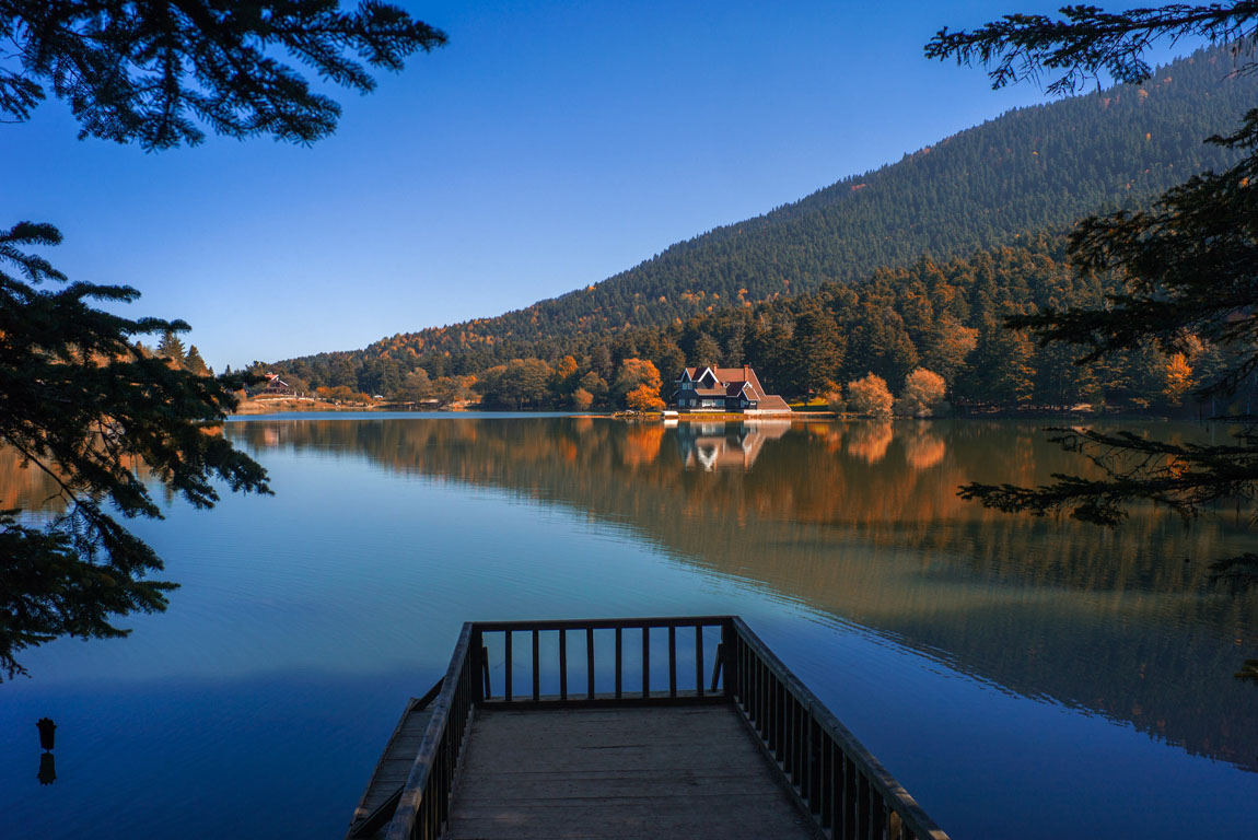 Golcuk lake national park during autumn at bolu turkey