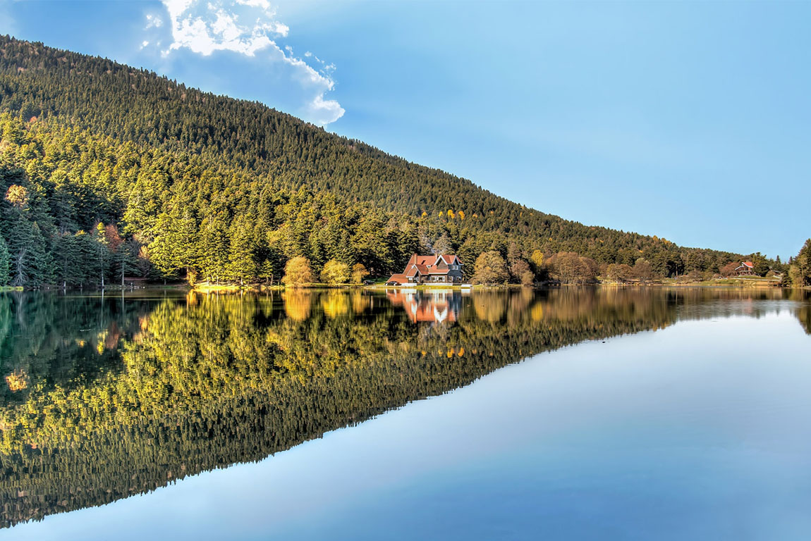Golcuk lake national park during autumn at bolu turkey