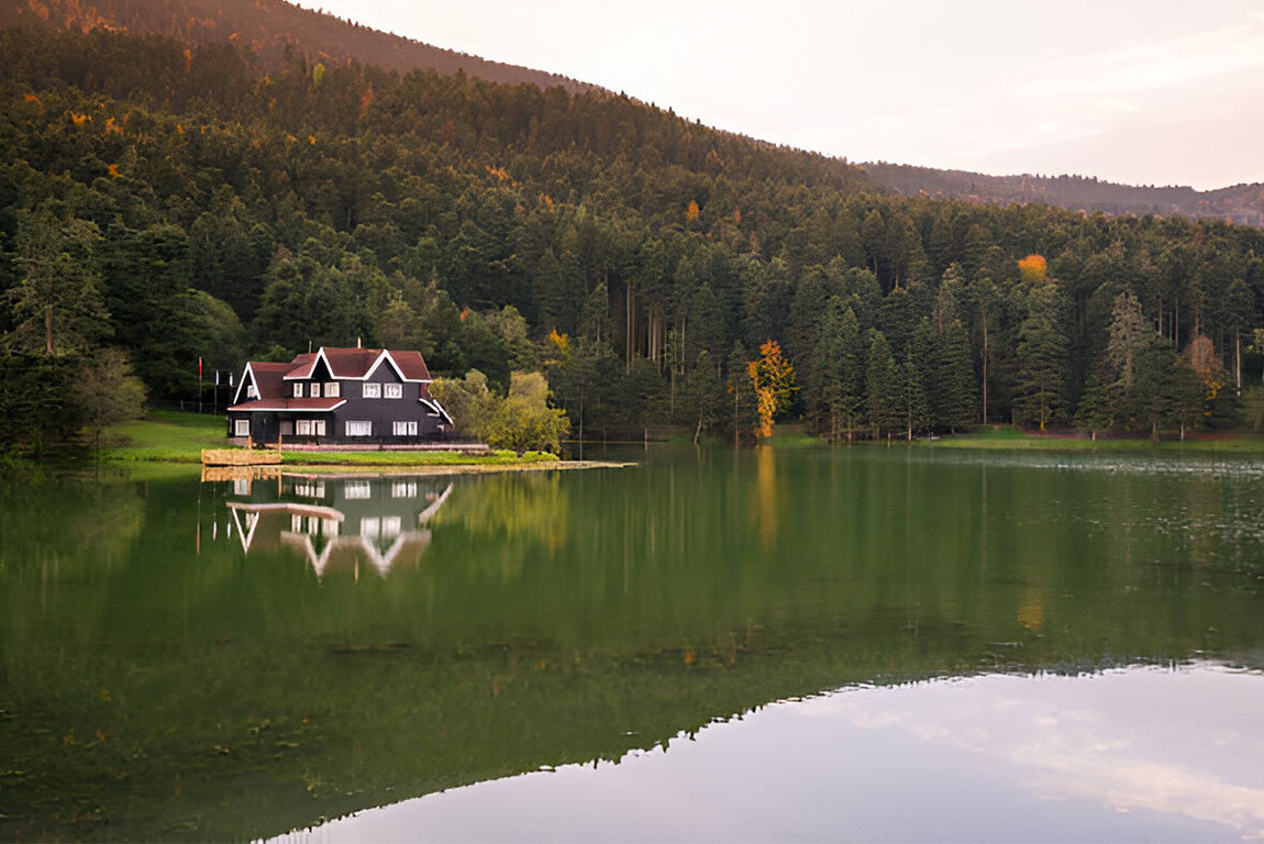 Golcuk lake national park during autumn at bolu turkey