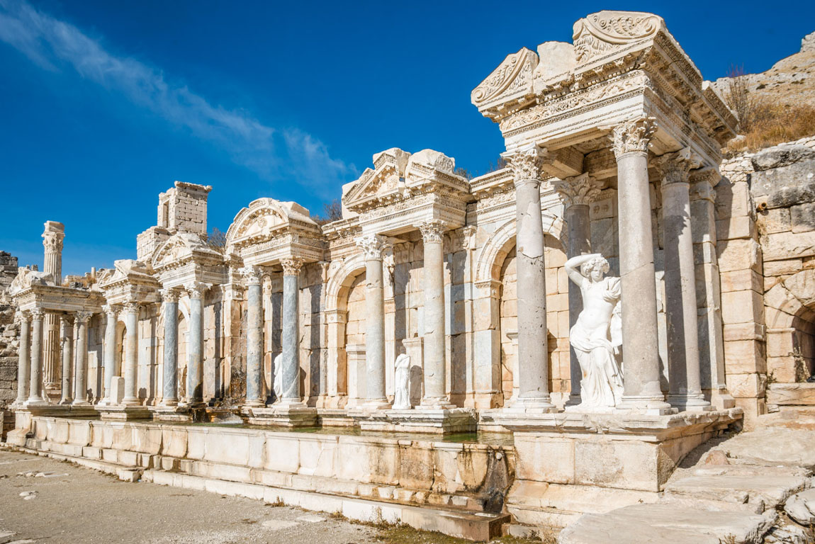 Antoninus Fountain of Sagalassos in Burdur, Turkey.