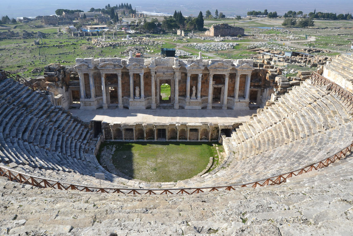 Majestic well preserved Greco-Roman Theater at Pamukkale.