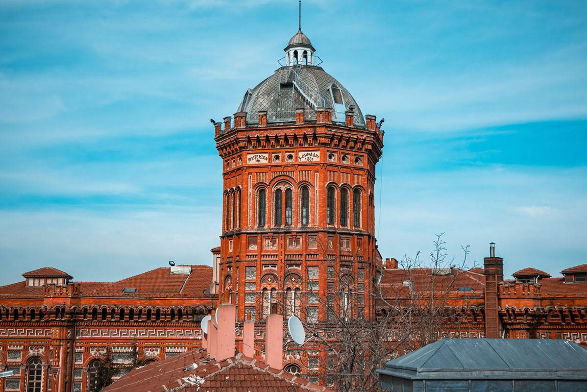 Galata Tower in the Sunset Drone Photo, Galata Beyoglu, Istanbul Turkiye (Turkey)